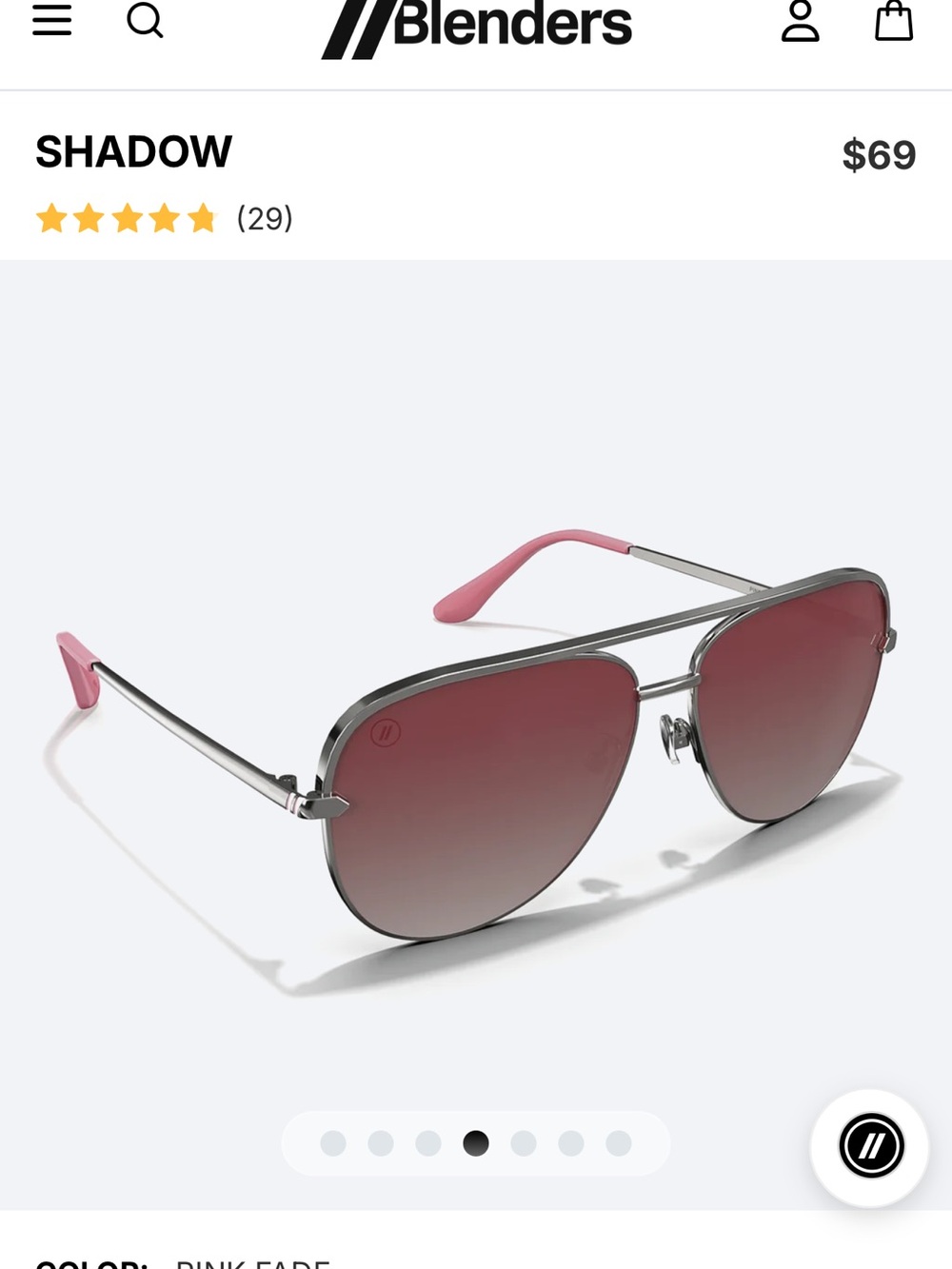 Blenders Shadow Aviator Sunglasses - Pink Fade